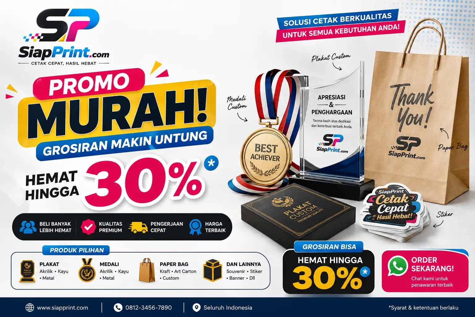 grosiran plakat, medali, paper bag di siapprint
